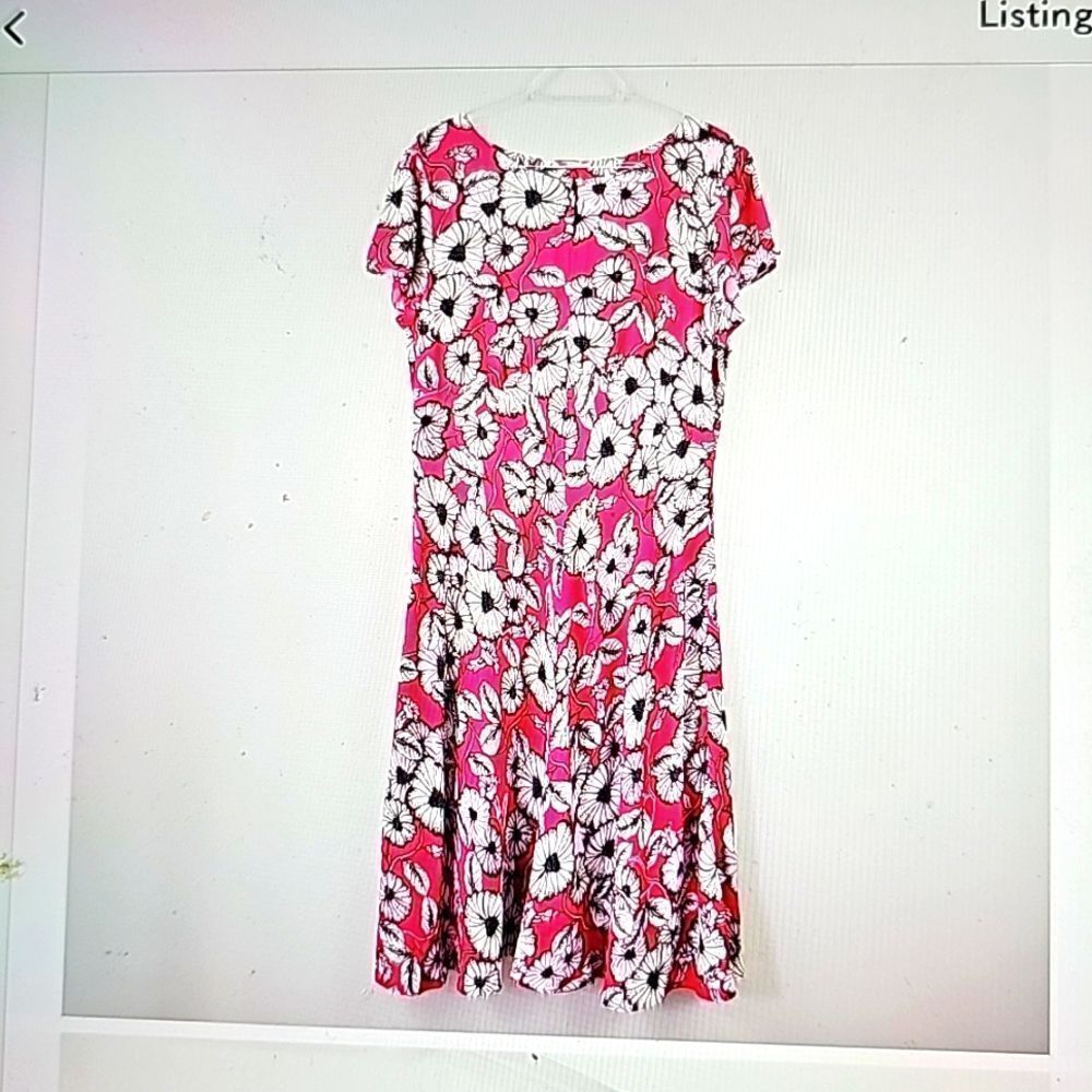 Talbots | Pink Floral Print Cap Sleeve Midi Dress 12